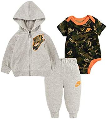Nike Erkek Bebek Kısa Kollu Elbise, Kapüşonlu Sweatshirt ve Pantolon 3 Parça Set