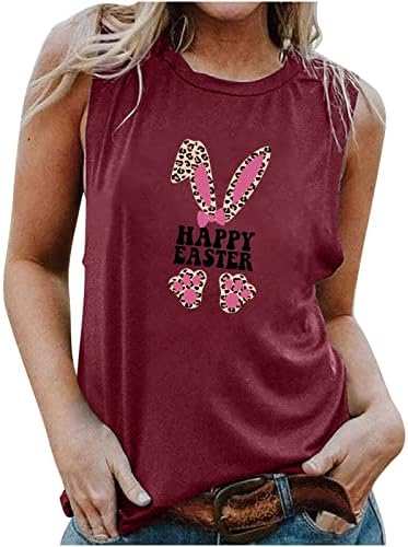 HGCCGDU Sevimli Tank Top Kadınlar için Rahat Yaz Tatili T Shirt 2023 Mutlu Paskalya Gömlek Genç Kızlar Kolsuz Grafik