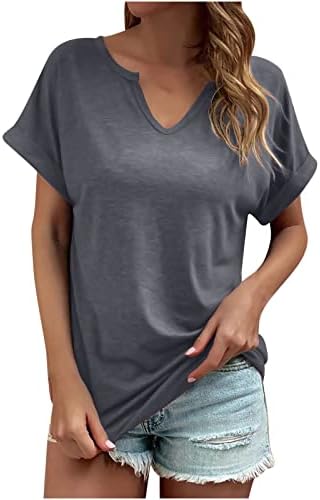 Sonbahar Yaz Mütevazı Gömlek Kadın 2023 Elbise Kısa Kollu V Boyun Pamuk Brunch Bluz Tshirt Kızlar için 3R 3R