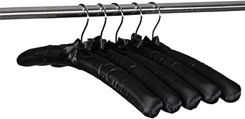 Pratik 15 inç Büyük Saten Yastıklı Askılar, Gelinlik Kıyafetleri için ipek Askılar (Siyah, 5'li Paket) (Renk:Varsayılan)