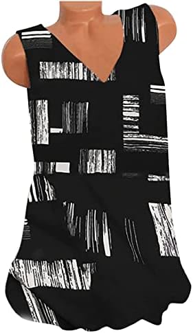 Cami Tankı Brunch Bluzlar Bayanlar Kolsuz V Boyun Spandex Colorblock Grafik Üstleri Yelek Tshirt Genç Kız 2023 3E