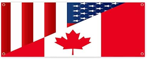 Amerikan Kanada Bayrağı Afiş 13 oz | Olmayan Kumaş | Ağır Vinil Tek Taraflı Metal Grommets ile / Komik, Mizah, MAGA,