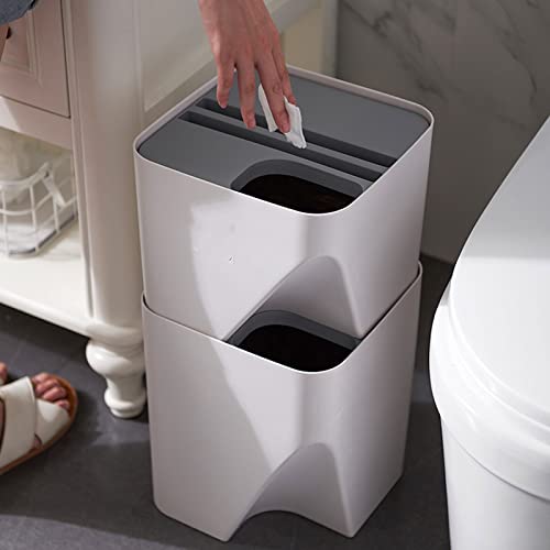 ALLMRO Küçük çöp kutusu İstiflenebilir çöp tenekesi Yaratıcı kapaklı Mutfak çöp kutusu Banyo Ev ıslak ve Kuru Plastik