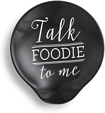 DEMDACO Talk Foodie Bana 4,5 x 4 Parlak Siyah Seramik Taş Mutfak Kaşığı Dinlenme