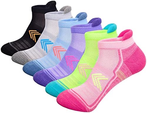 J. WMEET Bayan Ayak Bileği Atletik Çorap Düşük Kesim Minderli Nefes Koşu Performansı Spor Tab Pamuk Çorap 6 Paket