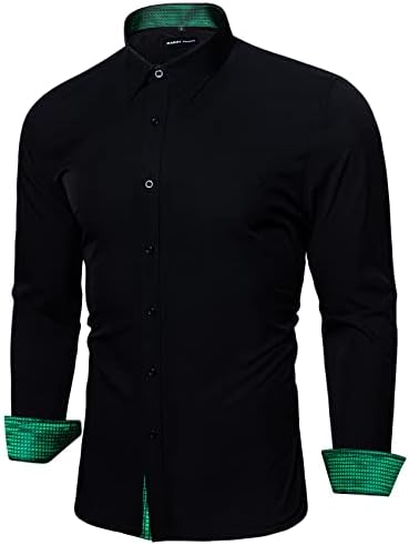 YOHOWA erkek gömleği Düz Renk Pamuk İpek Uzun Kollu Düğme Aşağı Elbise Gömlek İş Resmi