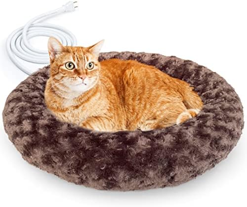 AUPETEK ısıtmalı Kedi Yatakları kapalı kediler için yuvarlak ısınma Kedi Yatakları Süper Yumuşak Makine Yıkanabilir