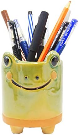 MONMOB Seramik Şekilli Kalem kalemlik Masa Dekorasyon Aksesuarları için Etli saksı Ofis Okul Hediye (kurbağa)