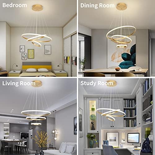 ABANİOLİGHTİNG 3 yüzük Modern LED avize aydınlatma armatürleri, kısılabilir LED tavan ışıkları oturma odası, Modern