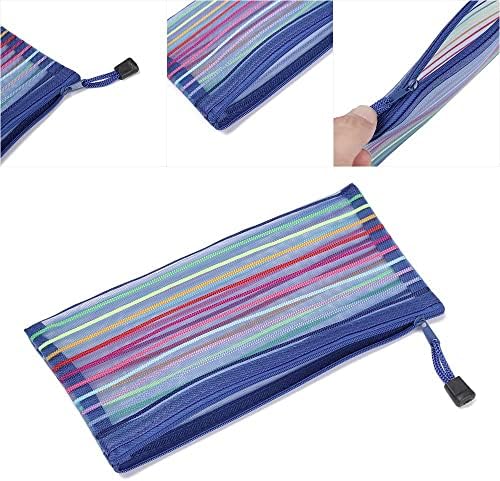 HomeSoGood 12 Adet Kalem Çantası Kalem Kutuları Fermuar Örgü kılıf çanta, Çok Renkli Renk Kırtasiye Makyaj Çantaları