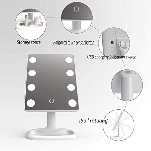 ZCHAN Makyaj aynası - Kısılabilir LED ampuller ve dokunmatik kontrol tasarımı ile ışıklı makyaj aynası, ışıklı stil