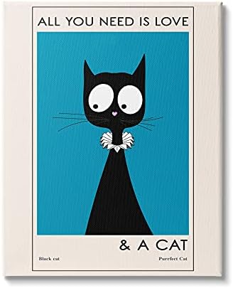 Stupell Industries Aşk ve Bir Kedi İfade Komik Moda Kedi, Tasarım Ayşe Tuval Duvar Sanatı, 24x30, Kirli Beyaz
