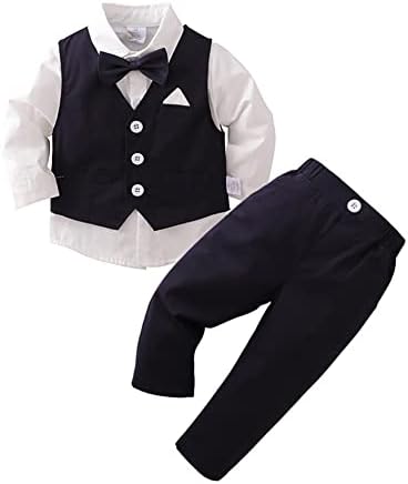 Yürüyor Çocuk Bebek Erkek Sonbahar Kış Kıyafetler Uzun Kollu Gömlek Papyon + Yelek Yelek + Uzun Pantolon Tulum Giysileri