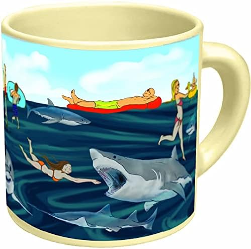 Köpekbalığı! Isı değiştiren kupa-Kahve veya çay Ekleyin ve Suyun altında Gizlenen köpekbalıkları Görünür-Eğlenceli