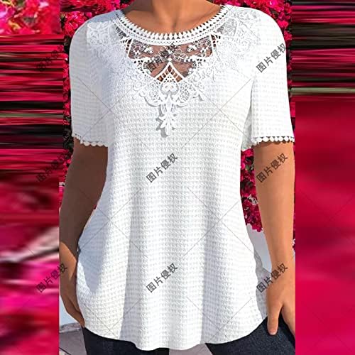 MRGİİNRİ Bayan Üstleri 2023 Şık Rahat Kısa Kollu V Boyun T Shirt Sevimli Çiçek Baskı Dantel Gevşek Fit Yaz Moda Bluz