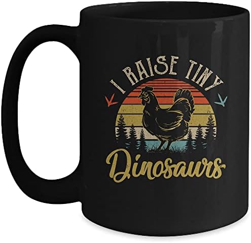 TeesPure Ben Yükseltmek Tiny Dinozorlar Vintage Retro 70 s Tavuk Retro Kahve Kupa 15 oz Siyah