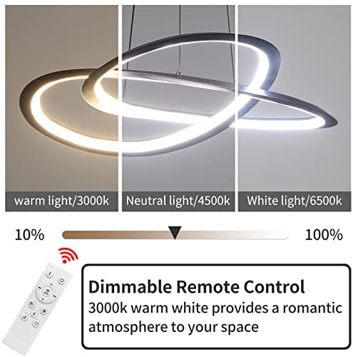 Modern Düzensiz LED kolye ışık uzaktan kumanda kısılabilir ile 3000k-6000k halka kolye ışık mutfak yemek odası Cafe