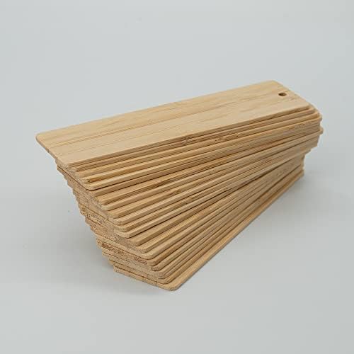 TFoRibbon Boş Bambu Yer İmi Oyma Bambu Boşlukları Yer İmleri Bitmemiş Ahşap Asılı Etiketleri 20 Adet (Uzunluk:4.7