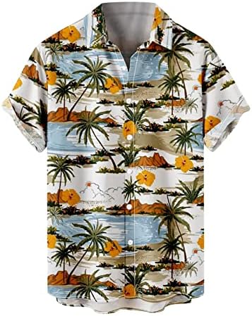 Erkek Çiçek havai gömleği Casual Düğme Aşağı Kısa Kollu Aloha Plaj Gömlek Funky Tropikal Tatil Yaz Üstleri