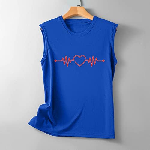 Kalp atışı Gömlek Kadınlar için Aşk Kalp Grafik Tee Baskı Gömlek Crewneck Kolsuz Sevgililer Günü Tops