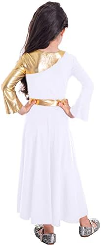 CHİCTRY Kızlar Metalik Övgü Dans Elbise Uzun Kollu Liturjik Ibadet Kostüm Kilise Elbise Lirik Giyim