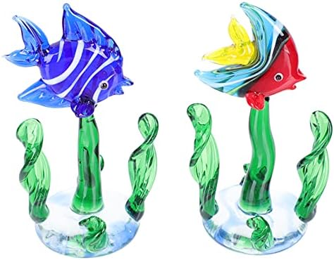 2 adet Cam Balık Çim Heykeli Balık Tankı Balık Heykel Akvaryum Balık Sanat Masa Üstü Ekran Sahte Bitki Balık Figürü