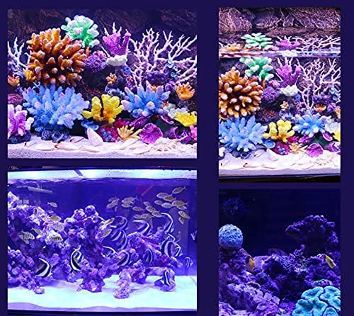 Ebrima yapay reçine büyük mercan kayalığı, renkli ışıkla süslenmiş sahte mercan kayalığı Su balıkları akvaryumları,