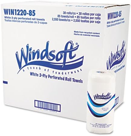 Windsoft Delikli Kağıt Havlu Ruloları, 11 x 8 4/5, Beyaz, 85/Rulo, 30 / Karton