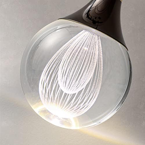 Qlligh Modern kristal küre asılı ışık siyah kolye ışık 2-light kısılabilir LED asılı aydınlatma armatürü mutfak ada