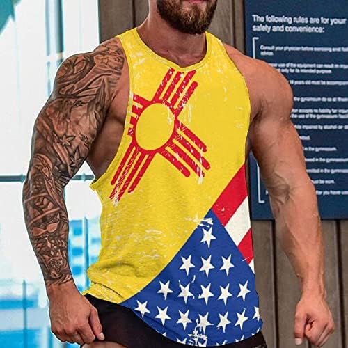 ABD ve Yeni Meksika Devlet Bayrağı erkek Tankı Üstleri Kolsuz T-Shirt Spor Kazak Yelek Egzersiz Yaz Plaj