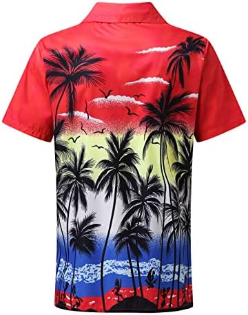 UBST erkek Hawaii Gömlek Yaz Kısa Kollu Düğme Aşağı Casual Tops Komik Tropikal Ağaç Baskı Tatil Plaj Gömlek