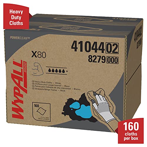 WypAll Power Clean X80 Ağır Hizmet Bezleri (41044), Övünme Kutusu, Beyaz, 160 Kağıtlı 1 Kutu