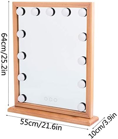 Makyaj Aynası, Dolgu ışığı ile Masif Ahşap Çerçeve LED Büyük/Modern Yüksek Çözünürlüklü Masa Aynaları Dokunmatik Ekranlı