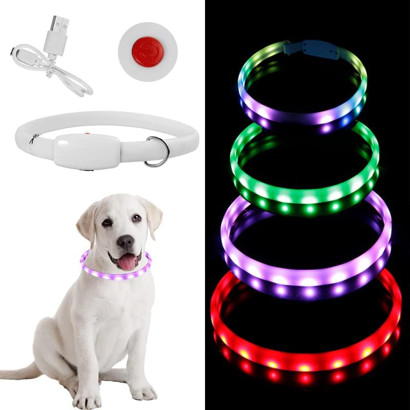 Su geçirmez şarj edilebilir LED köpek tasması renkli flama ışıkları, büyük evcil hayvanları şarj eder, Küçük ve orta