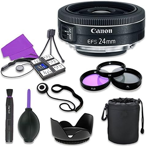 Canon EF-S 24mm f/2.8 STM canon lensi Dijital SLR fotoğraf Makineleri için 52mm filtre kiti (UV, CPL, FLD) (12 Ürün)