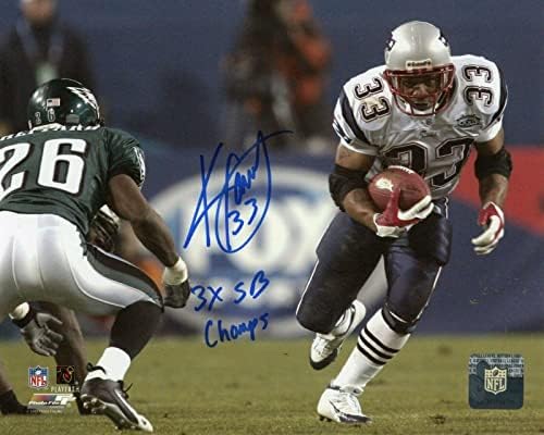 Kevin Faulk New England Patriots İmzalı Süper Kase XXXIX 8x10 3x SB Şampiyonları - İmzalı NFL Fotoğrafları