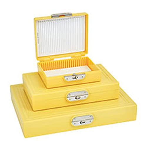 Ted Pella 2302-5-CS Mikro Slaytlar Saklama Kutusu, 100 Slayt Kapasitesi, Yüksek Etkili ABS, Sarı