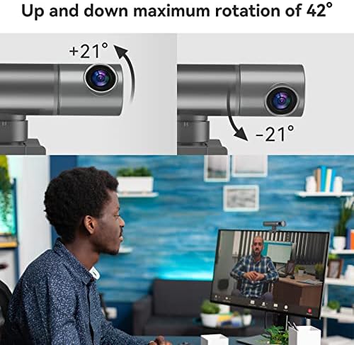 aıcoco Kamerası, Akıllı Sensörlü 2K Web Kamerası, AI Otomatik İzleme, Hareket Kontrolü, 2X Zoom, Gürültü Önleyici