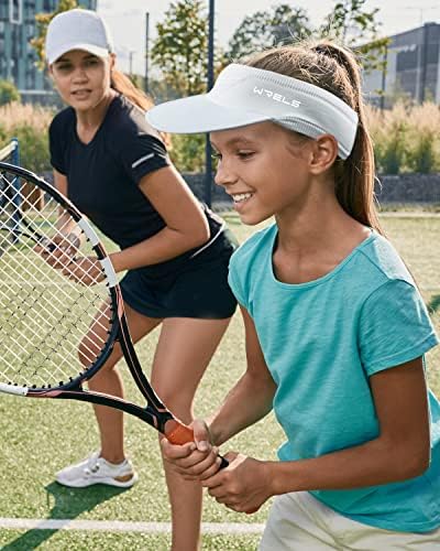 WRELS Vizör güneş şapkası Çocuklar için Kadın Erkek, Ayarlanabilir Packable Spor Kap Ter Bandı ile(46-60 cm)