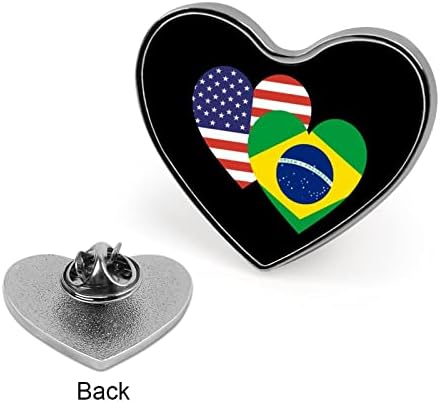 Brezilya Amerikan Kalp Bayrağı Kalp Broş Pin Sevimli Yaka kravat iğnesi El Sanatları Rozeti kostüm aksesuarı