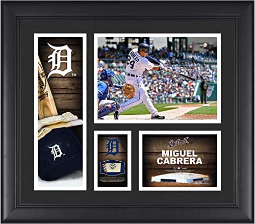 Miguel Cabrera Detroit Tigers, 15 x 17 Oyuncu Kolajını, Oyunda Kullanılan Bir Top Parçasıyla Çerçeveledi-MLB Oyuncu