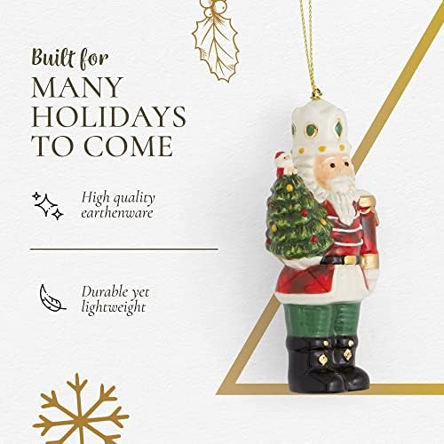 Spode Noel Ağacı Koleksiyonu Tartan Fındıkkıran Ağaç Süslemeli, 4 inç Ölçülerinde, Asılı Süsleme, bayram dekoru, Peçete