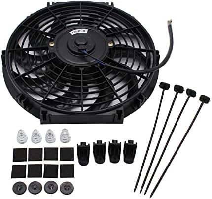 1 Takım Siyah Fan 12 inç Evrensel İnce Fan Elektrikli Radyatör Motor Soğutma Fanları İtme Çekme 12V Montaj Braketleri