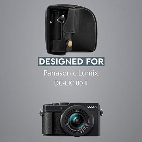 Megagear MG1565 Panasonic Lumix Dc-Lx100 Iı Ever Ready Hakiki Deri Kamera Çantası ve Askısı-Siyah