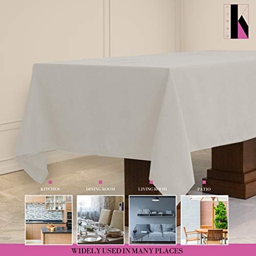 Kadut Dikdörtgen Masa Örtüsü - 90 x 132 inç-Yıkanabilir Polyesterden 6 Ayaklı Masa için Beyaz Dikdörtgen Masa Örtüsü-30