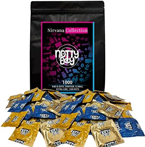 NottyBoy Wholesale Pack of Nirvana Collection Extra Time, Nervürlü, Noktalı, 1500 Nokta,Yağlanmış, Kontur Prezervatifi