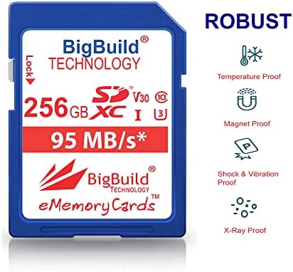 BigBuild Teknolojisi 256 GB Ultra Hızlı U3 SDXC 95 mb/s Hafıza Kartı ile Uyumlu Panasonic Lumix DC S1/S1H/S1M/S1R/S1RM,