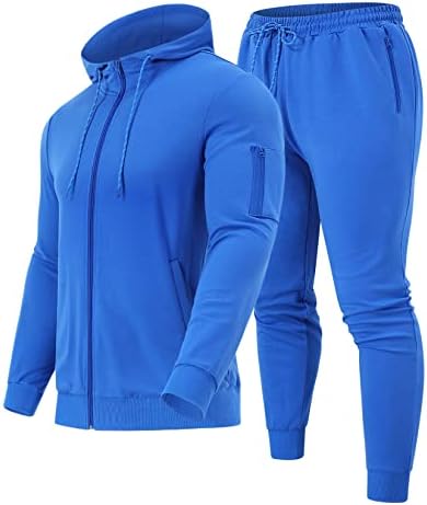 TURETRENDY erkek Eşofman Setleri Tam Zip Kapşonlu Atletik Eşofman Rahat Koşu Koşu Spor Takım Elbise Setleri