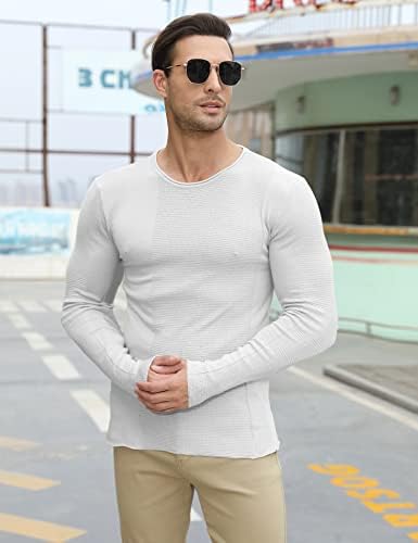 KELLORENA erkek Kas T Shirt Streç Uzun Kollu Egzersiz Tee Casual Slim Fit Spor Atletik T Shirt Erkekler ıçin