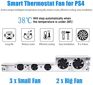 ElecGear PS4 Pro için otomatik soğutma fanı, Harici USB soğutucu Otomatik Sıcaklık sensörü kontrollü radyatör ısı